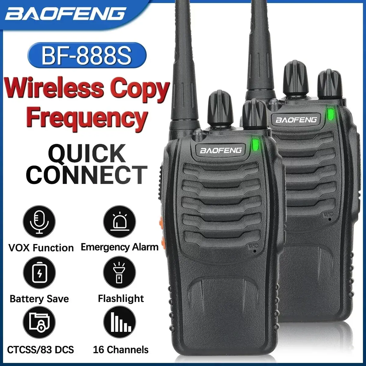 Baofeng BF-888S Pro Walkie Talkie Frequência de cópia sem fio de longo alcance BF888S Ham Radio para caça Transceptor Rádio em dois sentidos