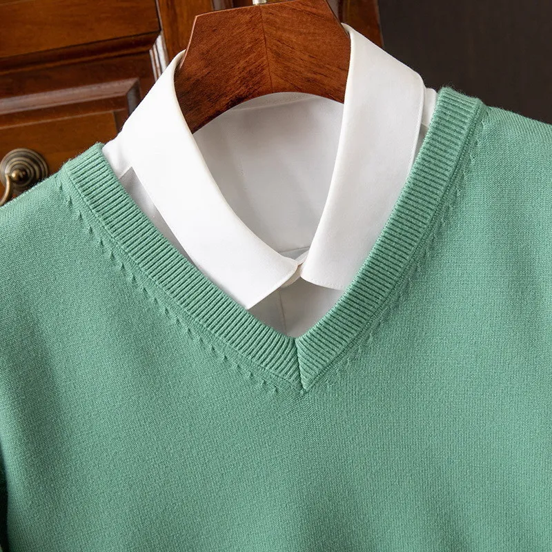 100er Ordos Wollpullover Herrenbekleidung V-Ausschnitt Langarmpullover Kaschmir Strickunterseite Oberteile Weich Warm