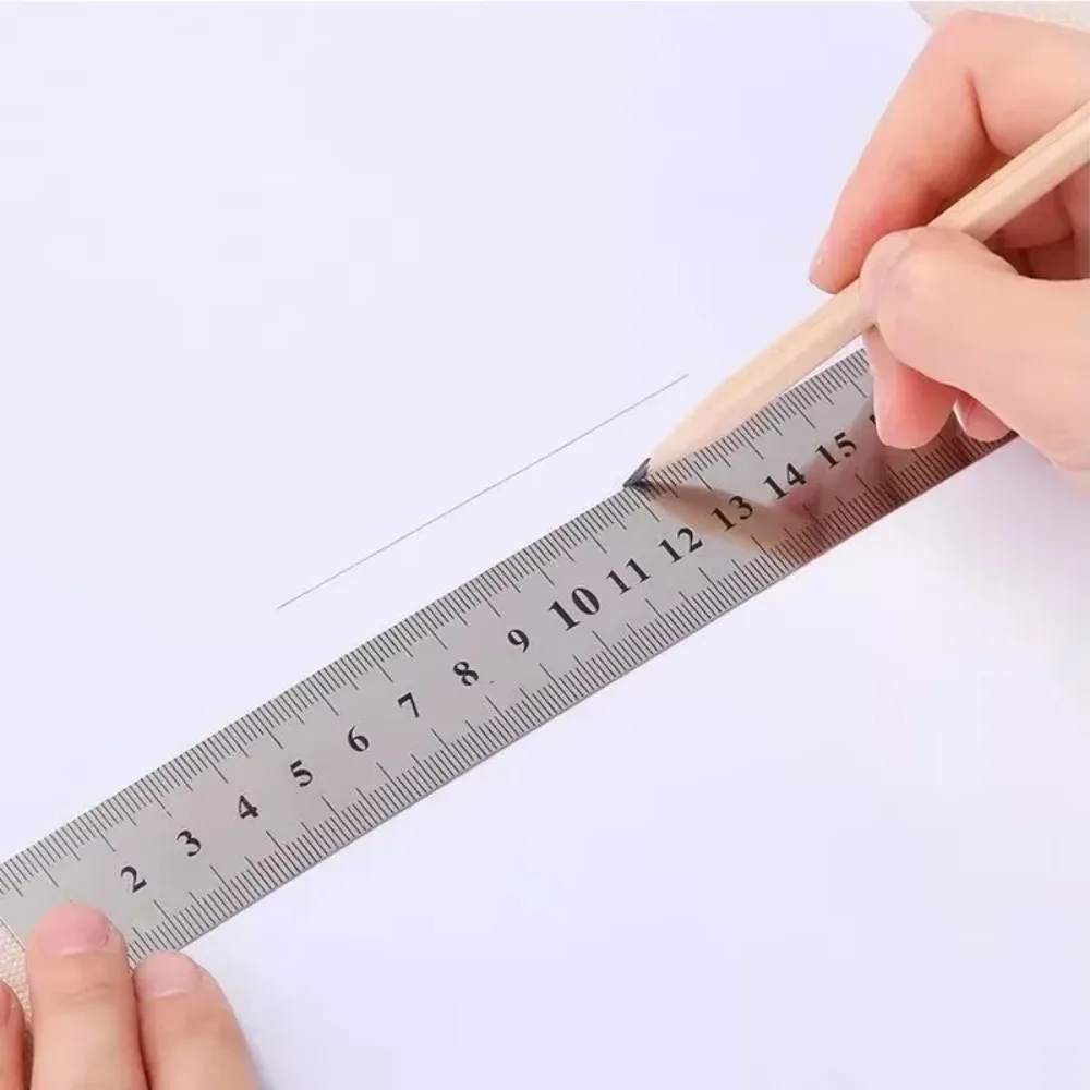 Strumento di misurazione righello dritto in acciaio inossidabile con scala a doppio lato da 15-30 cm per studenti, cancelleria scolastica, regalo per bambini