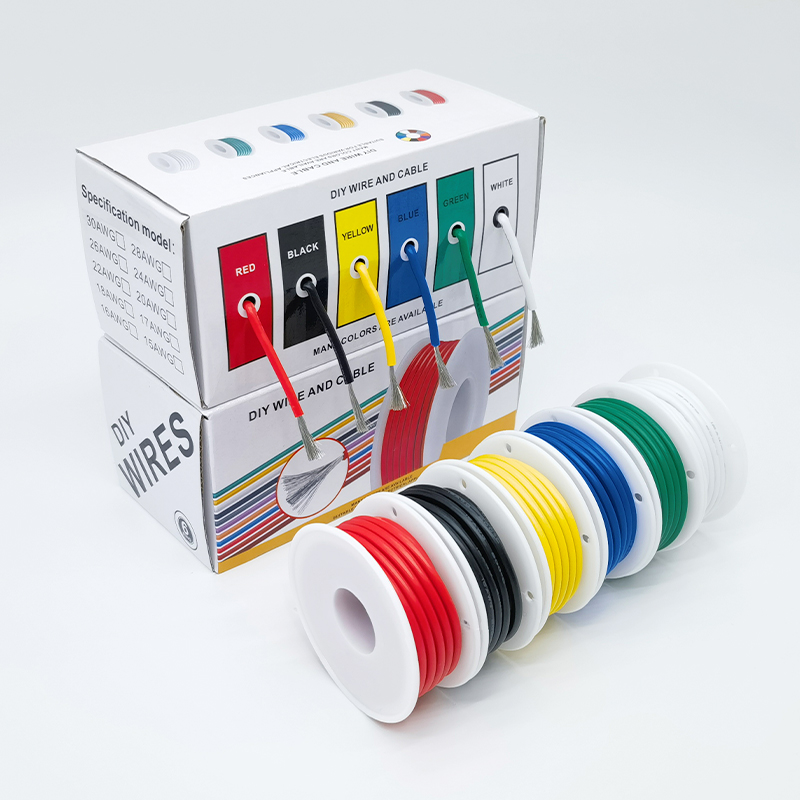 6 Colors Silicone Electrical Wire Insulation Tinned Copper Cable 16-30AWG Stranded Electrical Line Hookup Wire