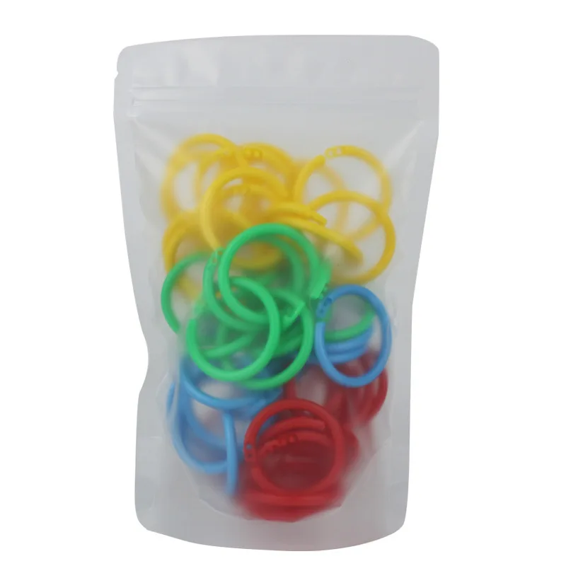 새로운 50 Pcs 15/20/28/40mm 플라스틱 링 바인더 DIY 앨범 서클 루스 리프 책 고리 오프닝 사무실 바인딩 용품 사진 앨범