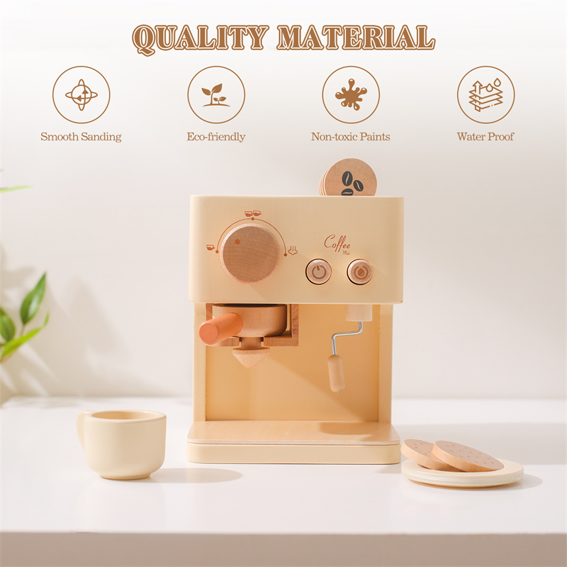Juego de juguetes Montessori de madera para niños, máquina de café para niños, juguetes de cocina, casa de juegos de Cosplay, juguetes educativos, bloque, regalo para bebé