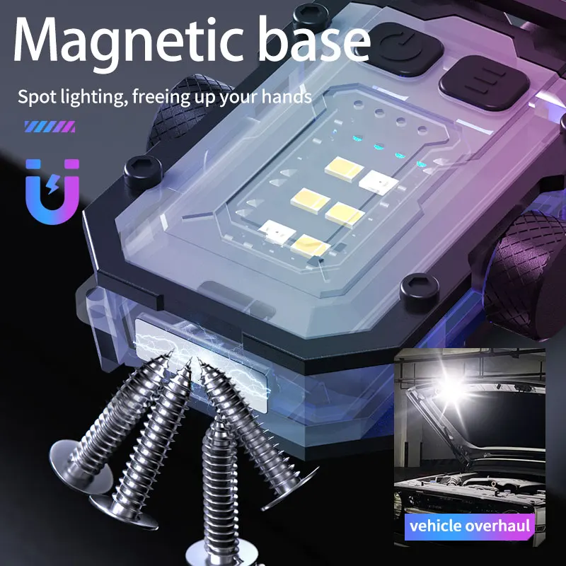 Mini LED Portachiavi Luce Torcia magnetica portatile EDC Torcia da campeggio esterna Pesca Lampada da lavoro di emergenza con punta delle ditaGyro