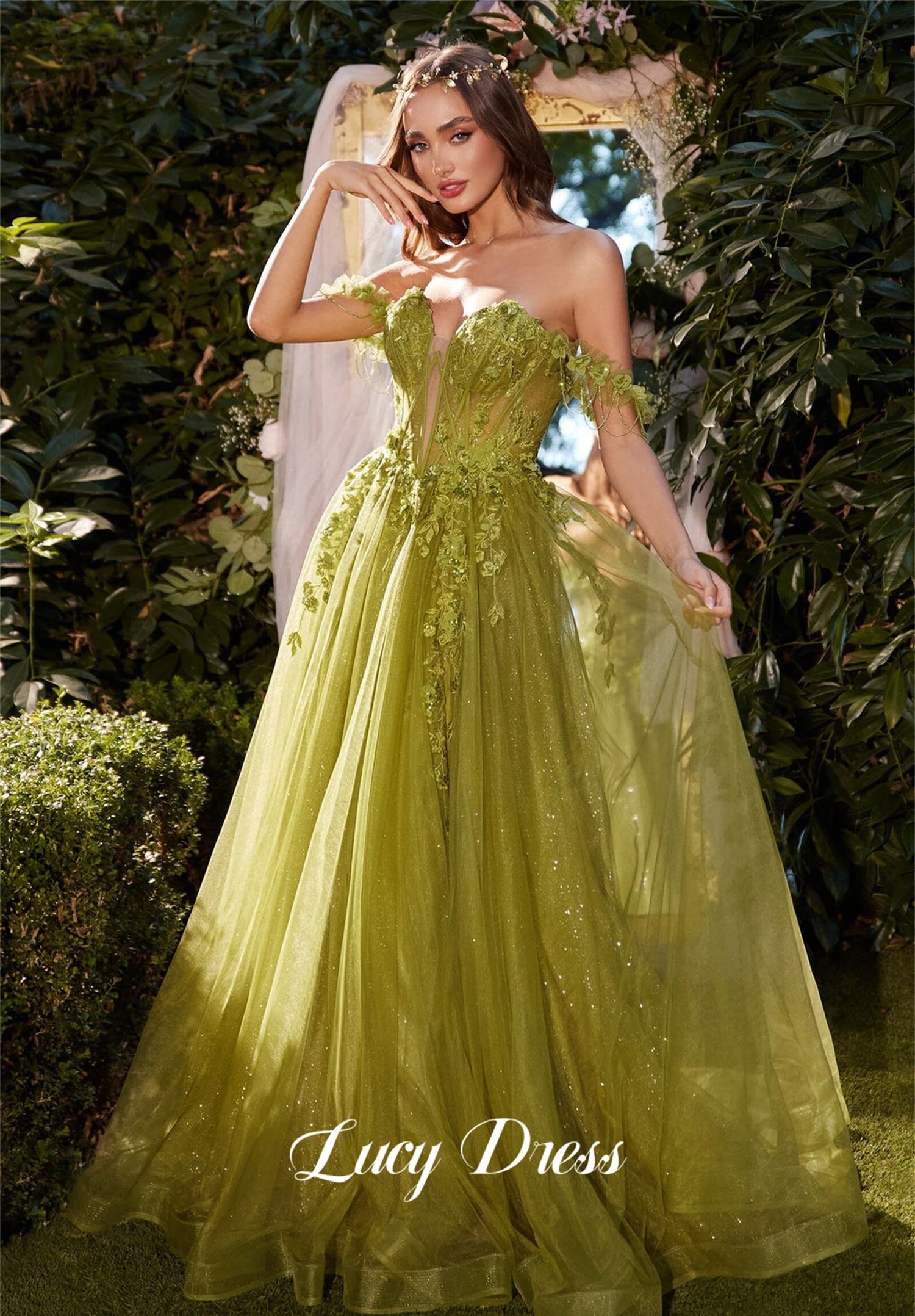 ตาข่ายApplique Grace Lineชุดราตรีงานแต่งงานชุดราตรีElegantผู้หญิงSharon Happy Graduationสตรีชุดที่กําหนดเอง