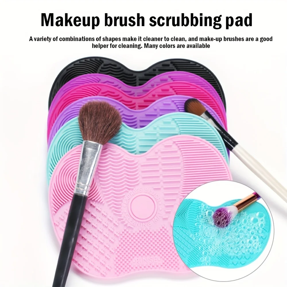 Apple-Shaped Brush SiliconeScrubbing Pad with Suction Cup Secure Hold, Beauty Tool for Gentle Makeup Brush Cleaning, Reusable