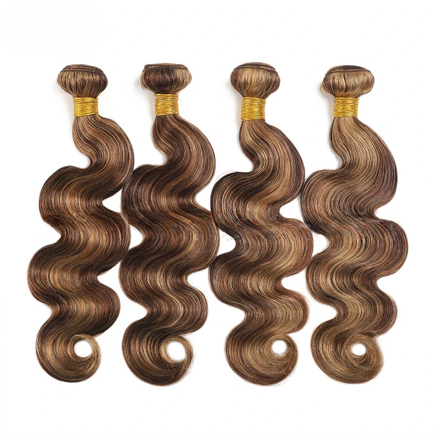 オンブル色実体波人毛バンドル 100 グラム/PC 10-26 インチダブル横糸ヘアエクステンションハイライトハニーブロンド生インドの髪