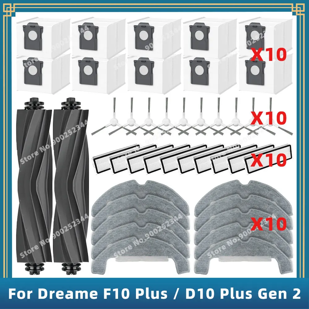 Piezas de Repuesto compatibles con ( Dreame F10 Plus / D10 Plus Gen 2 RLD32GD ) accesorios, cepillo lateral principal, filtro Hepa, mopa, bolsa de polvo de tela
