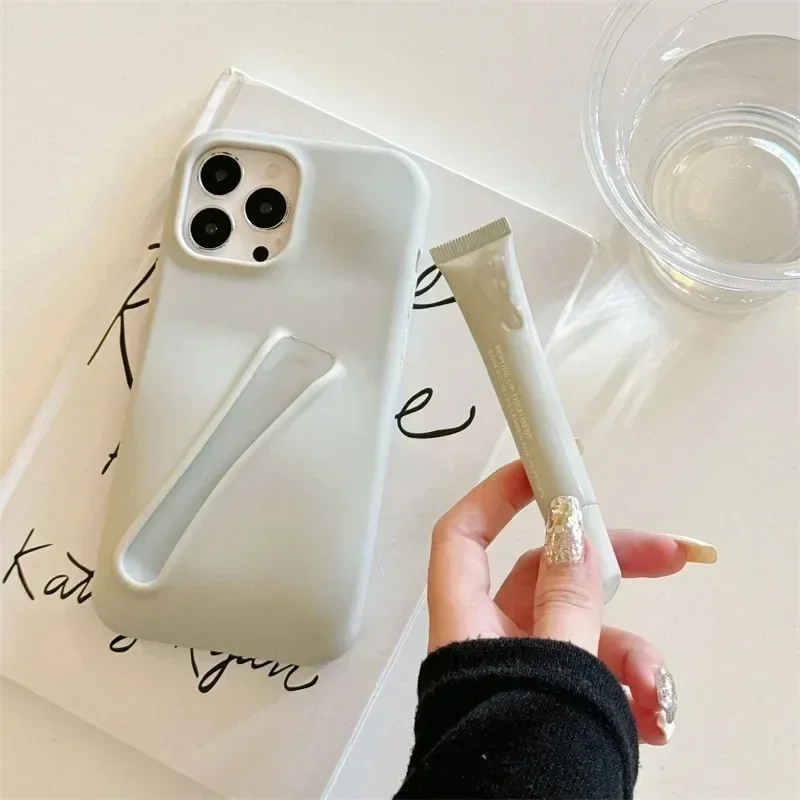 Lipstick Make-up Soft Silicone Phone Case for IPhone 16 14 15 Pro Max X Xs XR 11 13 12 Portable Lip Gloss Cover