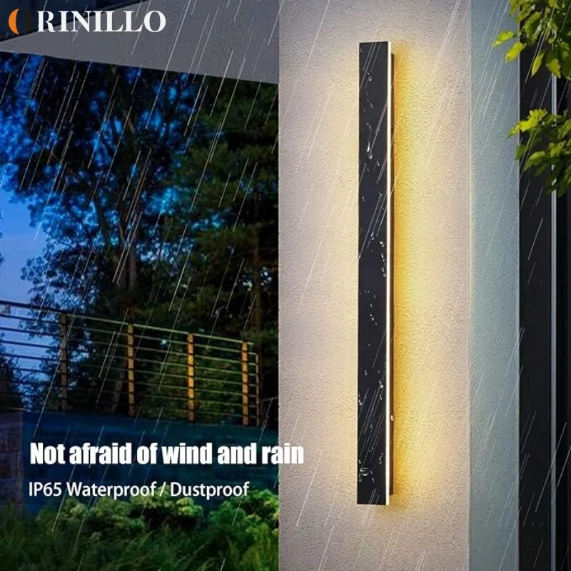 Lámpara de pared larga LED impermeable IP65, lámpara de pared exterior para jardín, villa, porche, patio, iluminación exterior moderna, 110V, 220V