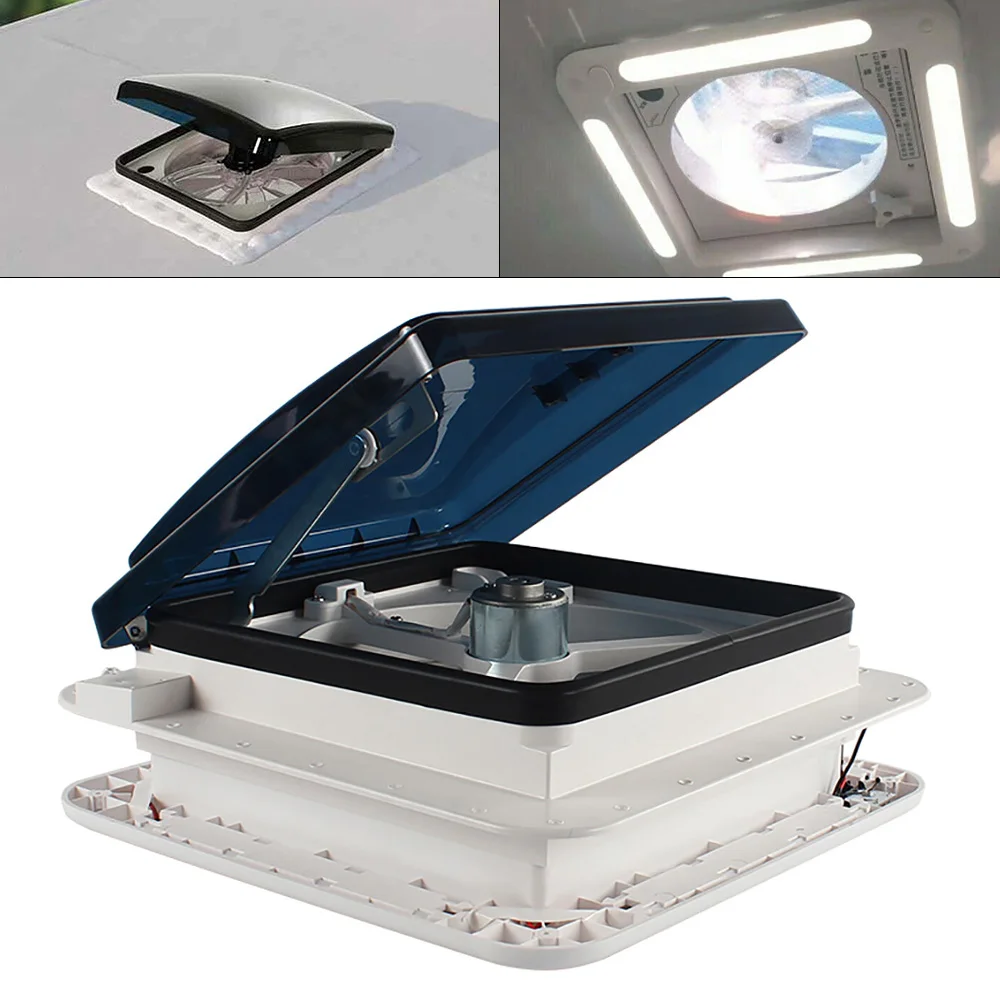 11'' 12V RV-Dachventilator mit LED-Licht und insektensicherem Netz, manuelle Steuerung, Aufzug, Deckenabluftventilator, Rauchdeckel, IP68