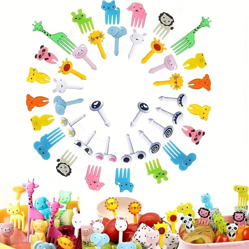 10 stks Animal Farm Fruit Vork Mini Cartoon Kinderen Snack Cake Dessert Voedsel Pick Tandenstoker Bento Lunches Party Decor Willekeurige Kleur