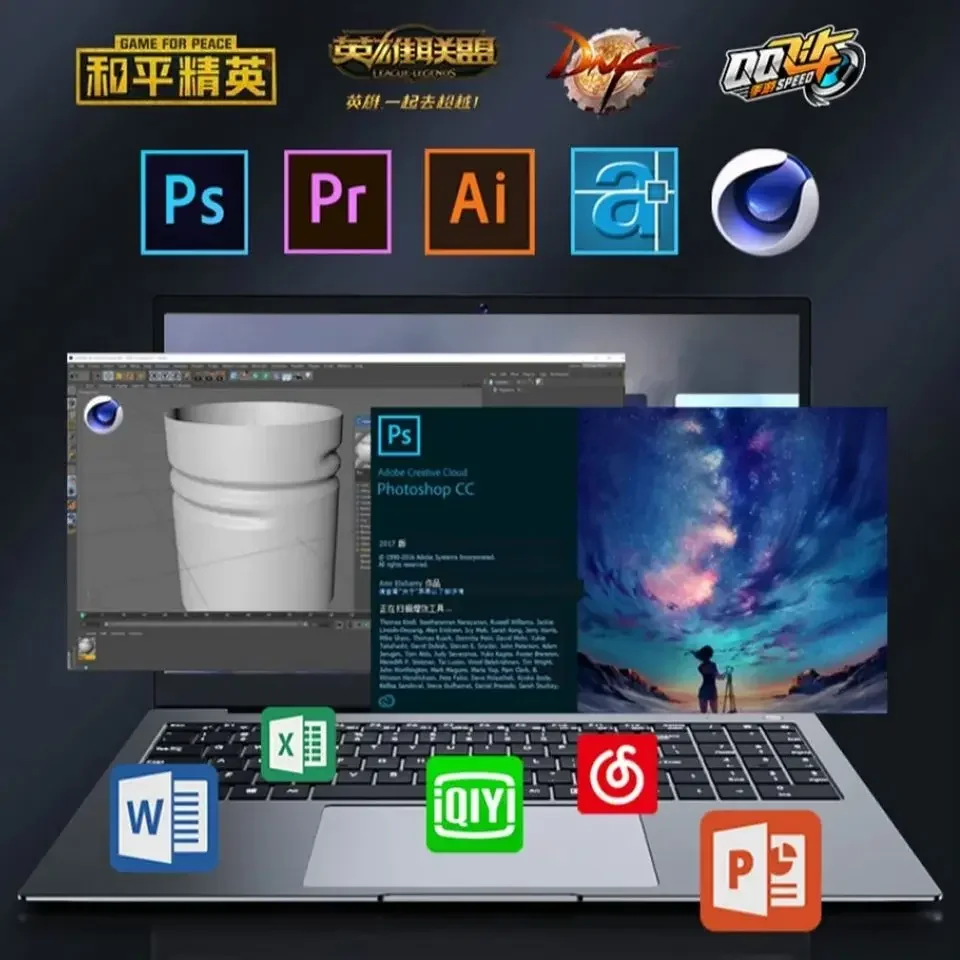 2023 Laptop Gaming Computer PC Office Notebooks Windows 11 Netbook 15.6" 10th Generation I7-10750H 64GB RAM 2TB SSD M.2 RJ45