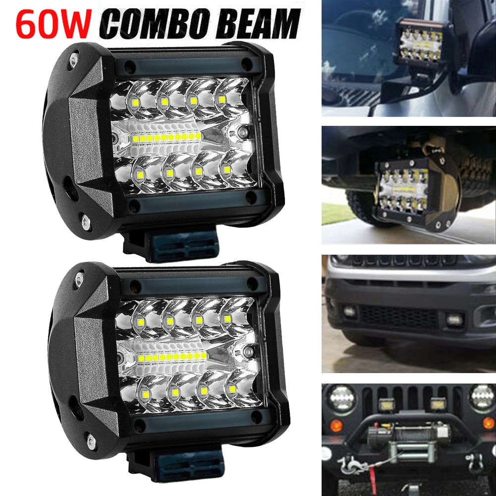 Barra LED de 12V y 60W, Combo de inundación para punto todoterreno, barra de luz LED, luz de trabajo para camión, coche, SUV, ATV, UTV, 4WD, faros LED