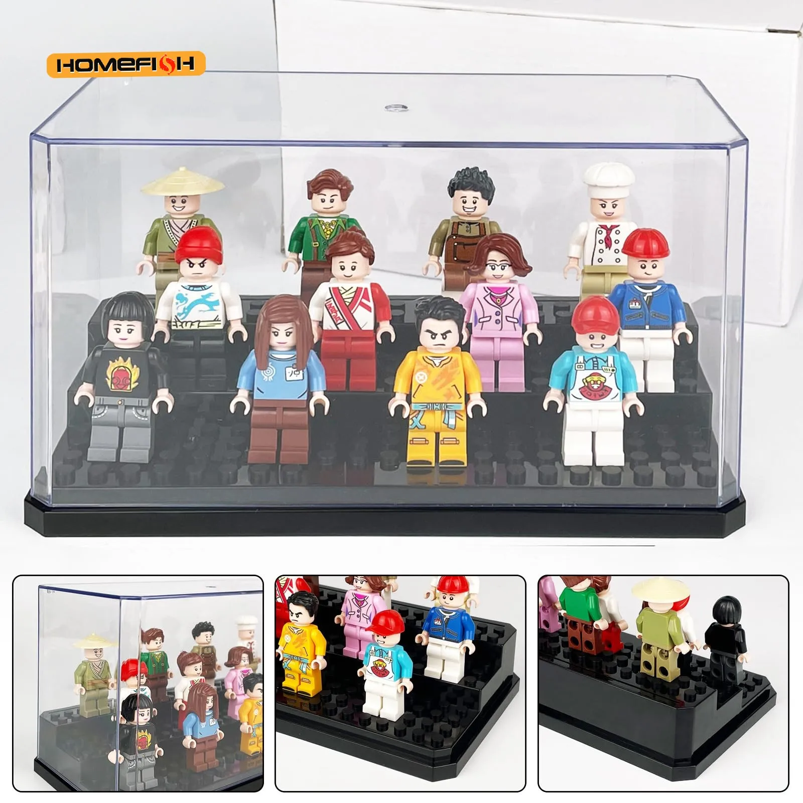 Acrylic Minifigures Display CaseStackable and Dustproof Building Block Display Box for Lego Action Figure Toys Storage