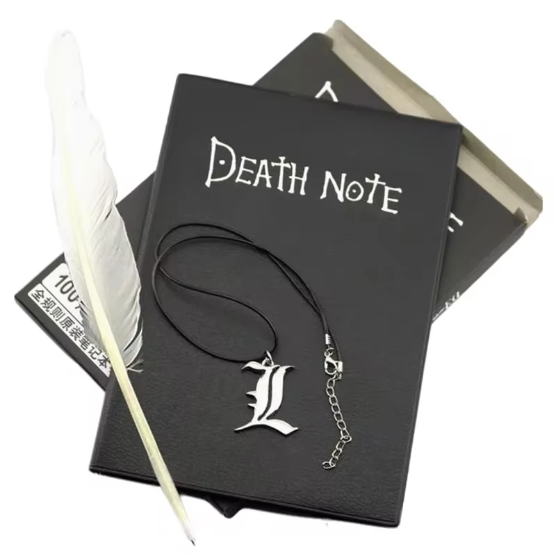 Cuaderno A5 de Anime, conjunto de cuaderno de cuero, diario y collar, pluma, animación, escritura artística, diario, Bloc de notas, regalo de Navidad