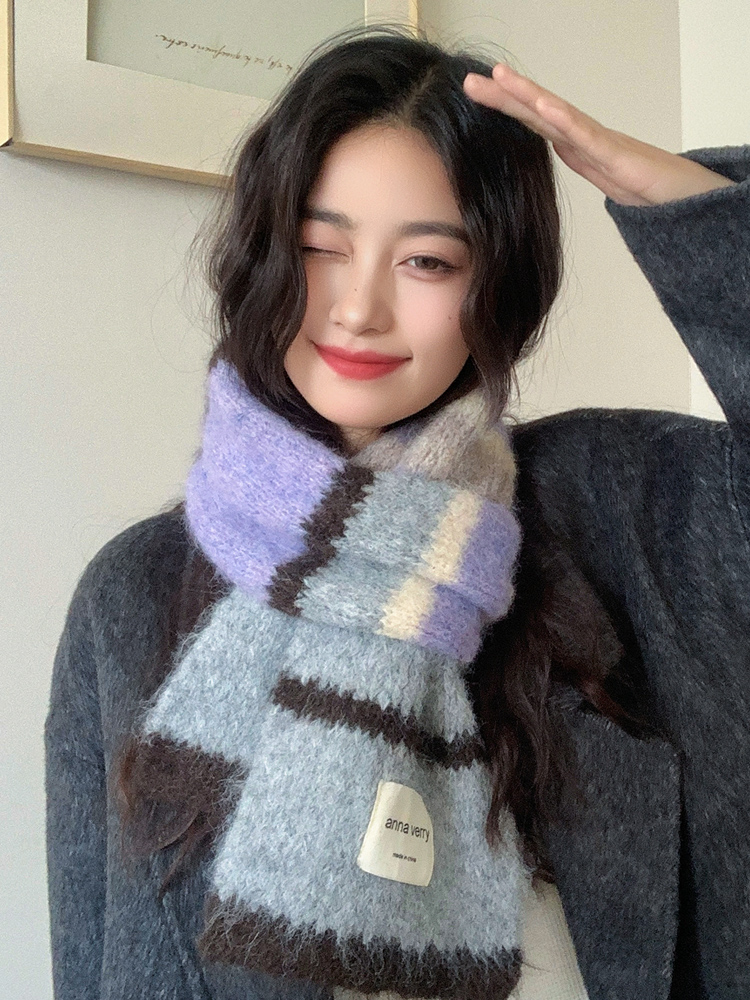 Nueva Bufanda De Moda 2024 Para Mujer Cálido Estilo Coreano Versátil Estampado Geométrico Unisex Para Otoño E Invierno