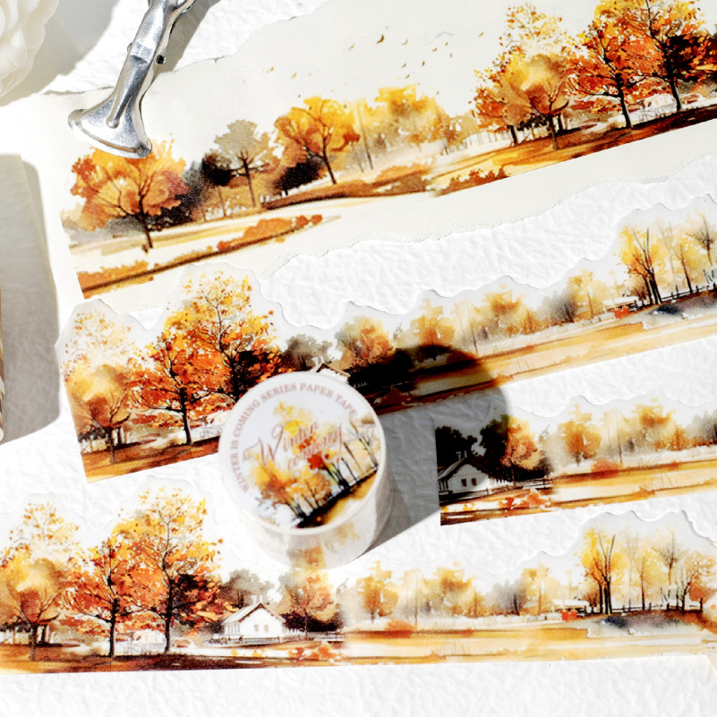 6Style 1Roll/pack Winter is coming series die-cutting tape for DIY handbook glass mugs and water cups decoration