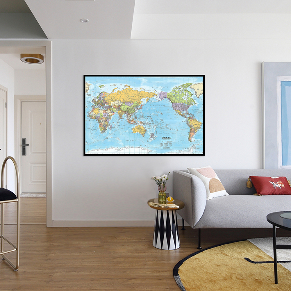 Affiche décorative murale de la carte du monde, petite taille A2, image d'art sans cadre, décoration de salon, fournitures scolaires, 59x42cm