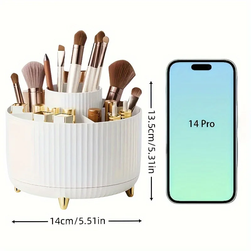 Um 360 Grad drehbare Kosmetik-Aufbewahrungsbox – Kosmetik-Aufbewahrungsbox mit 5 Fächern – multifunktionale Aufbewahrungsbox für Pinsel