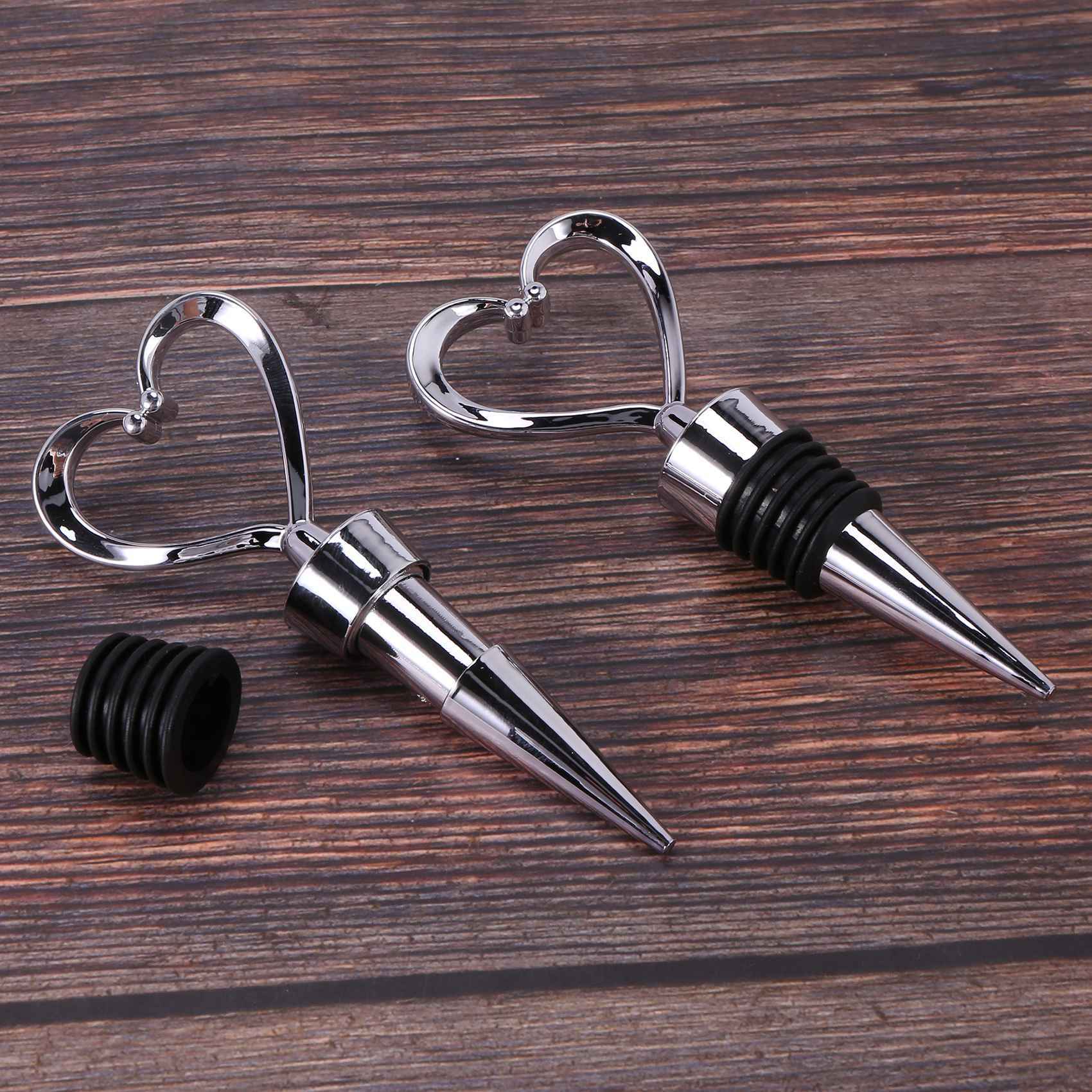 4Pcs Heart Wine Bottle Stoppers Champagne Colser for Sealing Wine Beer - Love Decorative Wine Corks