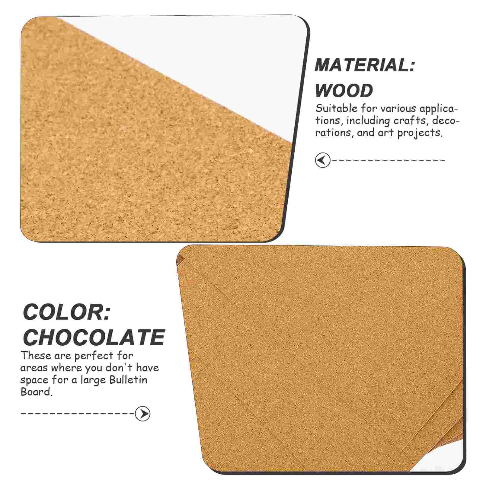 Tablero de corcho para oficina, azulejos de pared, posavasos para boletín, tableros de Chocolate autoadhesivos, 5 uds.
