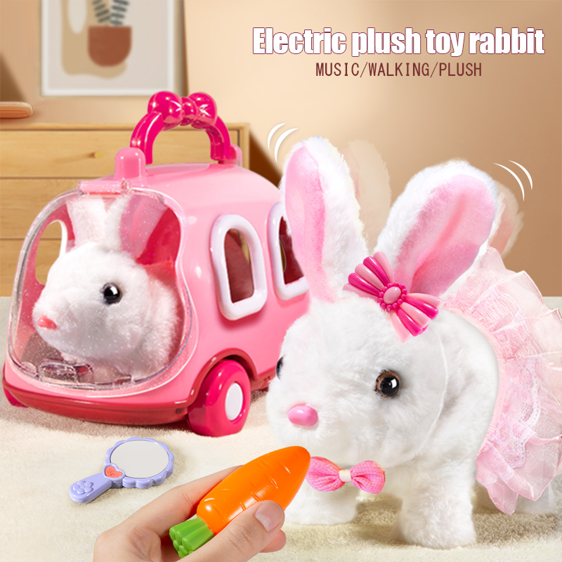 Прогулочный кролик, плюшевый питомец, дети имеют звук, движущиеся, танцы, поощряют, интерактивную игрушку для ползания, образовательные 3-летние подарки на день рождения