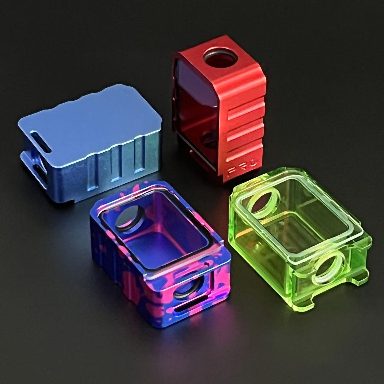 Neue Büro-BORO's kompatible bunte Aluminium-/Acryl-Ersatzbox mit Glasabdeckung, Dichtung, O-Ringe, Tanks, Zubehör, Padfolio