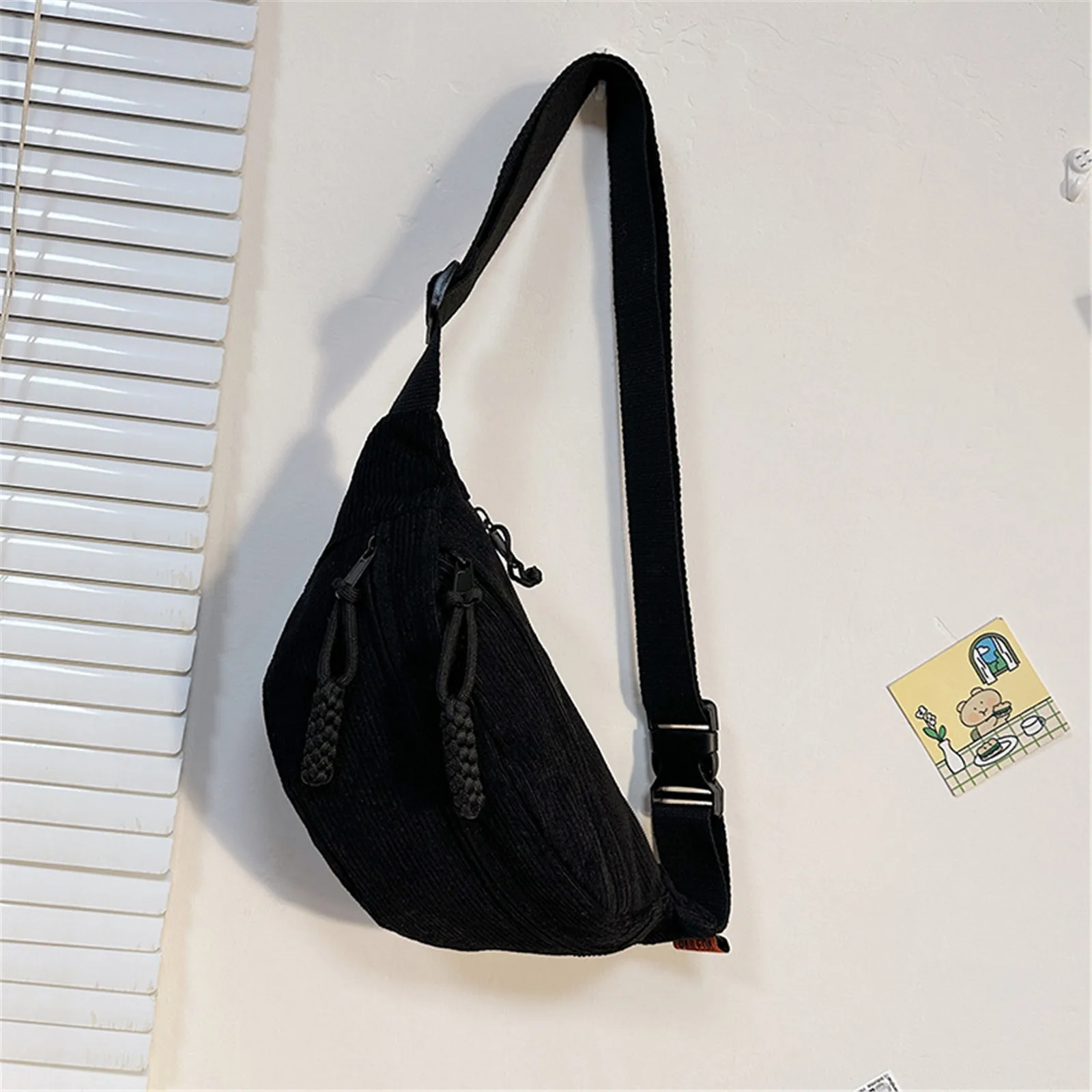 女性用コーデュロイファニーパック,ベルトバッグ,バナナバッグ,ヒップバッグ,ショルダー,クロスオーバー,チェスト,ポケット,ファッション,2024