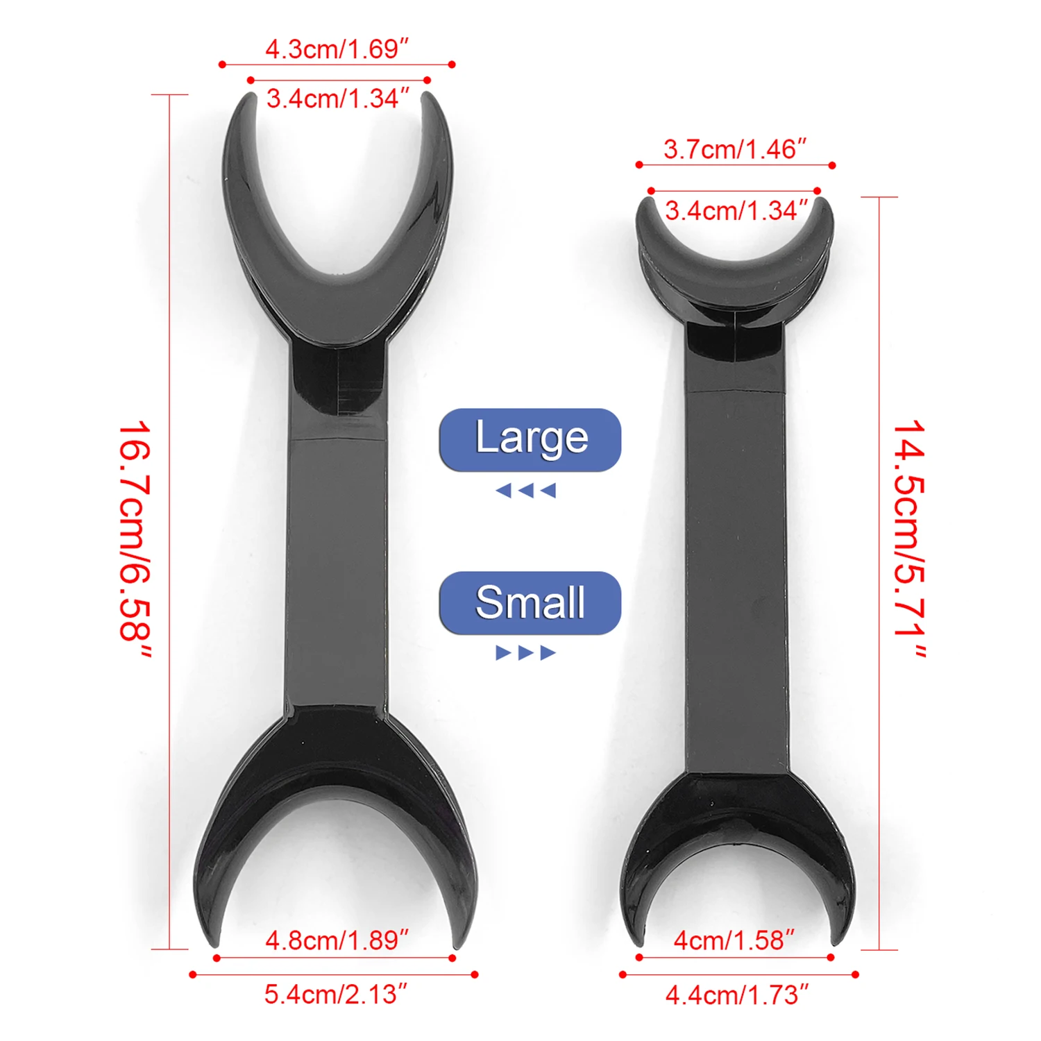 Retractor de labio de doble cabeza, Retractor Dental Intraoral de labio y mejillas, abridor de boca de ortodoncia Dental, herramientas de dentista, color negro, 2 uds.