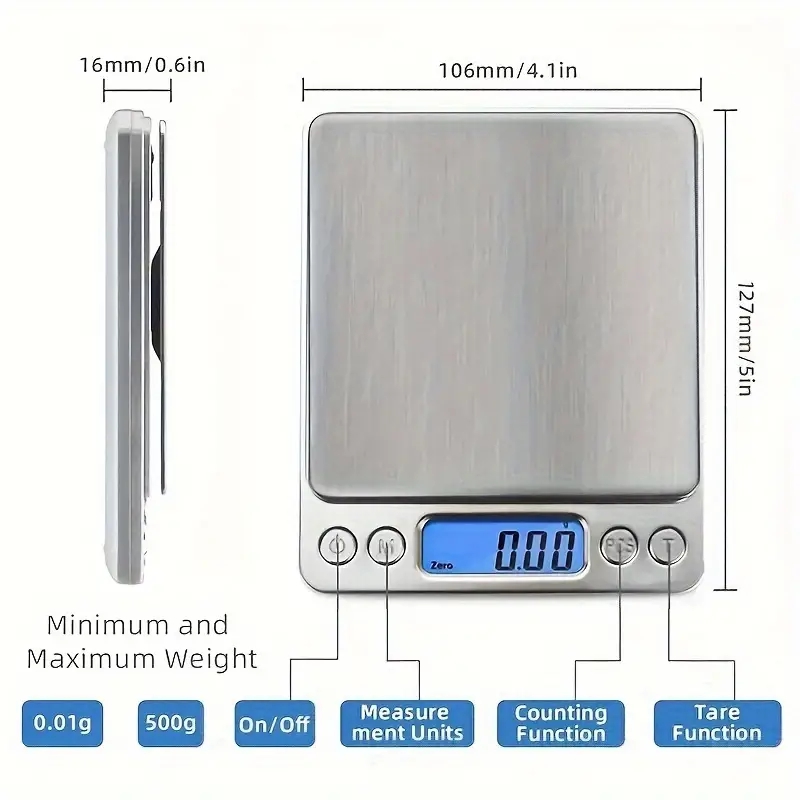 Báscula de joyería de alta precisión, Mini báscula electrónica de bolsillo portátil para el hogar, báscula de cocina de 0,1g, precisión de pesaje de alimentos