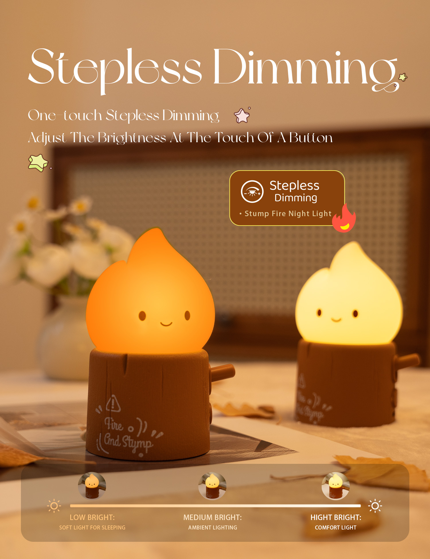 Velas sin llama, luz nocturna, bonitas luces nocturnas para dormir, regulable, 2 modos de iluminación, lámpara de noche para dormitorio de niños
