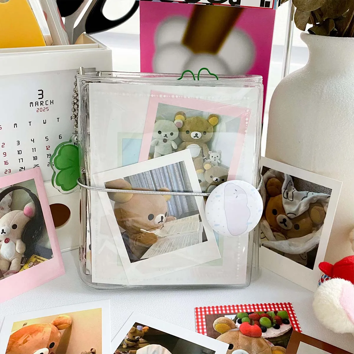 หมีน่ารัก Polaroid DIY Scrapbook Decor Memo Pads Vintage Kawaii Plush Photo การ์ด Ins สไตล์หัตถกรรม