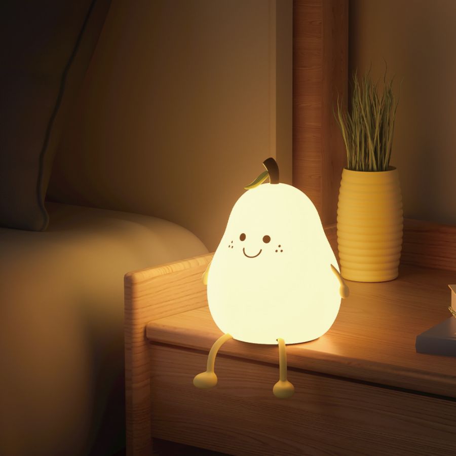 LED Birne Obst Silikon Nachtlicht 7 Farben Dimmen Touch USB Aufladbare Cartoon Nachttischlampe Schlafzimmer Dekor Nettes Kind Geschenk