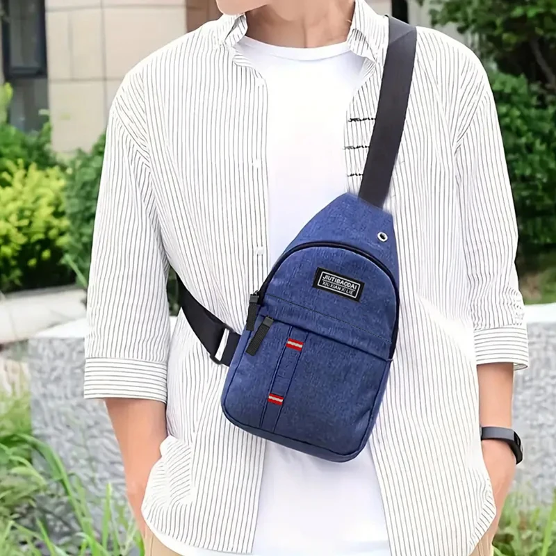 Men's Functional Chest Bag, Suitable for Business Trips and Travel, Single Shoulder Bag, Single-Layer Pocket, Nylon Material