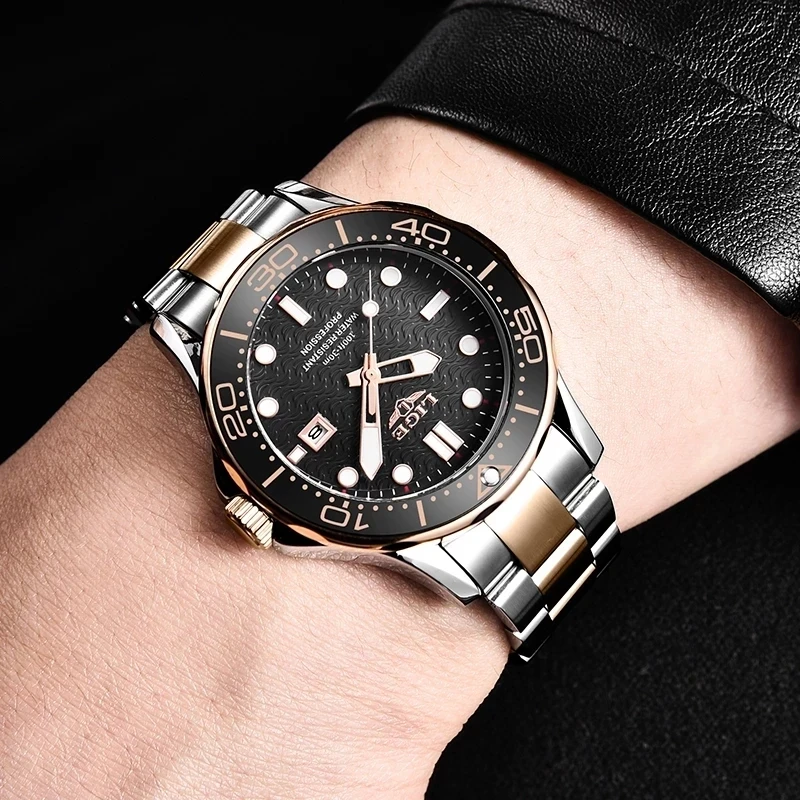 LIGE Top Marke Luxus Mode Taucher Uhr Männer 3ATM Wasserdicht Datum Uhr Sport Uhren Herren Quarz Armbanduhr Relogio Masculino