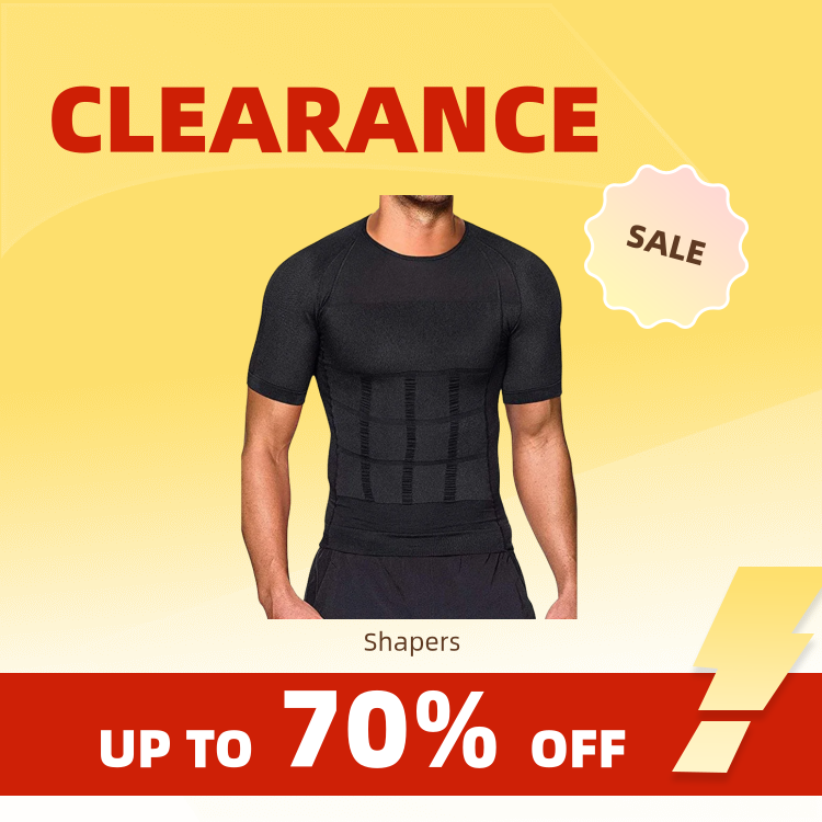 Clearance_BurVogue Hombres Adelgazante Body Shaper Camisa de compresión sin costuras Control de barriga Ropa interior más delgada para ginecomastia_