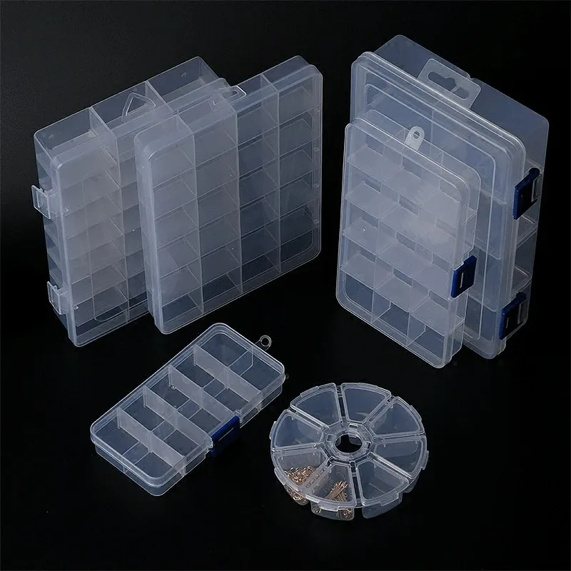 8 สไตล์โปร่งใสพลาสติกกล่องเครื่องประดับช่องปรับกล่องเก็บลูกปัดแหวนต่างหูOrganizer Case