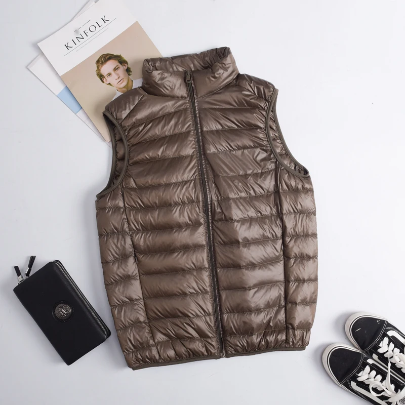 Herbst Winter Männer Ente Unten Weste 2024 Mantel Ultraleicht Ärmellose Puffer Weste Jacke Ultra Dünne Leichte Daunen Jacke Weste