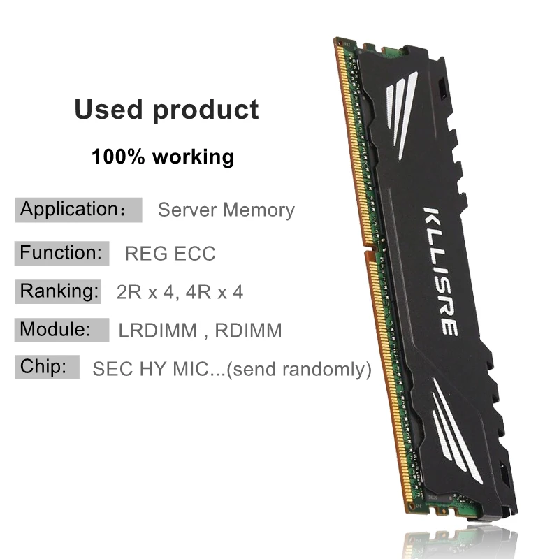 Memória ECC DDR4 usada 8GB 16GB 32GB Memória de servidor 2133 2400 2666MHz REG ECC Ram