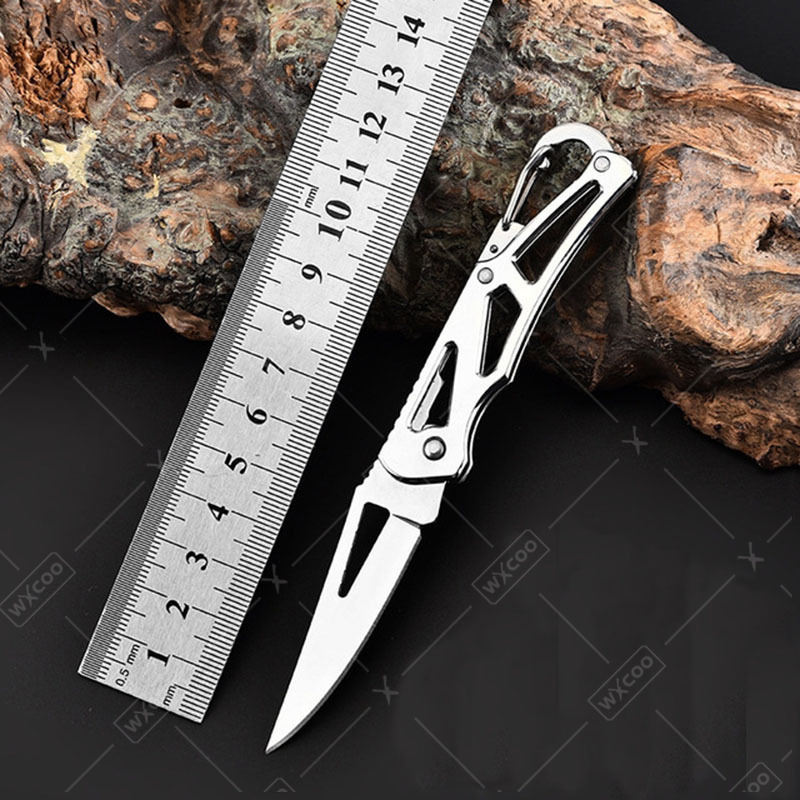 WXCOO Stainless Steel Kitchen Knife Portable Kitchen Cutting Knife with Keychain Meat Cleaver Fruit Slicing and Peeling Knife