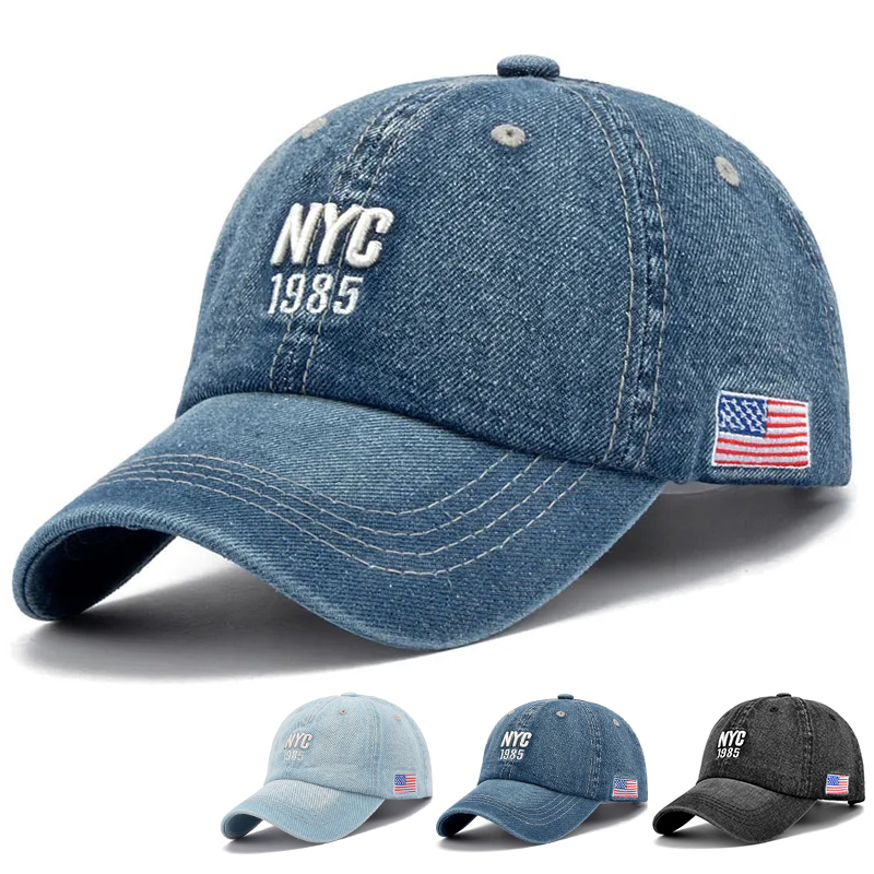 Mode Nyc 1985 Stickerei Denim Snapback Baseball kappen verstellbare Outdoor Casual Wash Sport Golf Sonnen hüte
