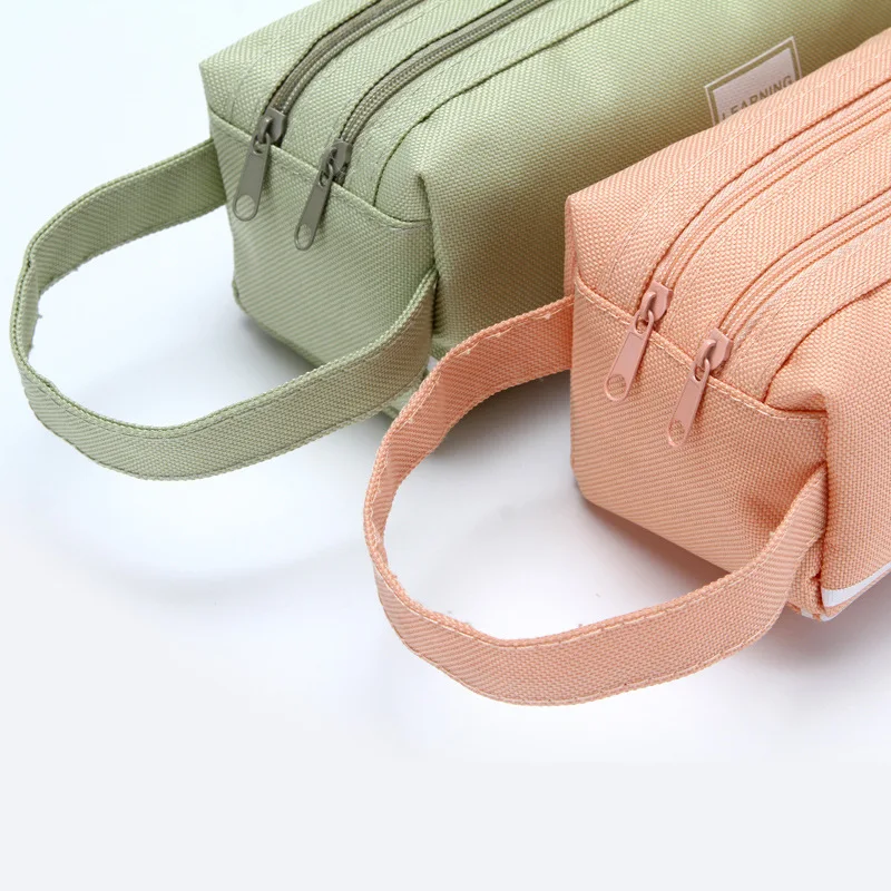 Astuccio creativo di grande capacità Astuccio semplice in tessuto Oxford con doppia cerniera Astuccio per matite portatile per studenti Materiale scolastico