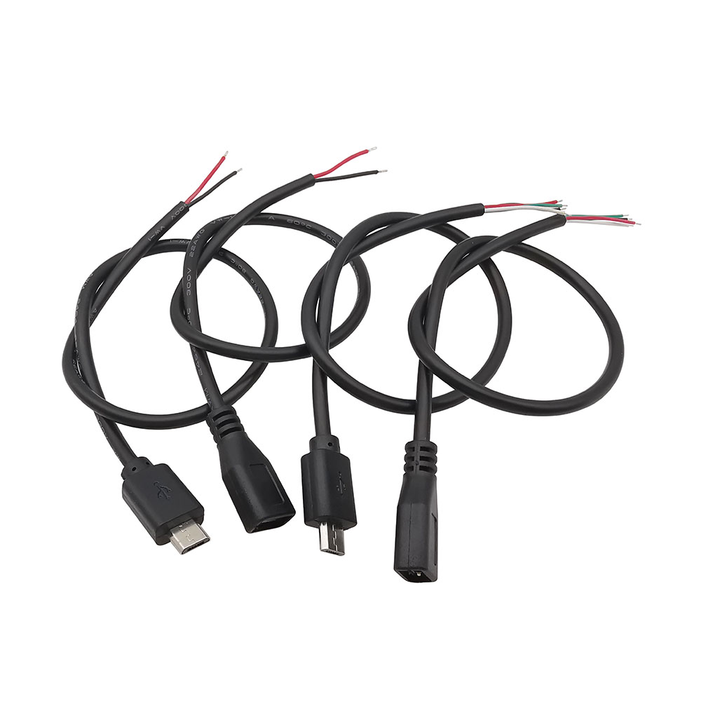 1 шт. 2-контактный 4-контактный разъем для зарядного устройства Micro USB / Type C USB 2.0 Тип A Мужской Женский Удлинительный кабель питания Провод DIY Линия передачи данных