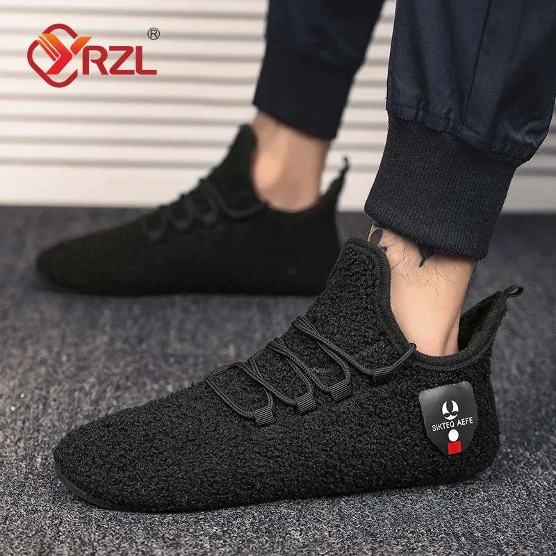 YRZL zapatos de algodón de invierno para hombre, zapatillas de invierno ligeras con cordones cálidos, mocasines de algodón para el hogar y el dormitorio de felpa, zapatos cálidos para hombre