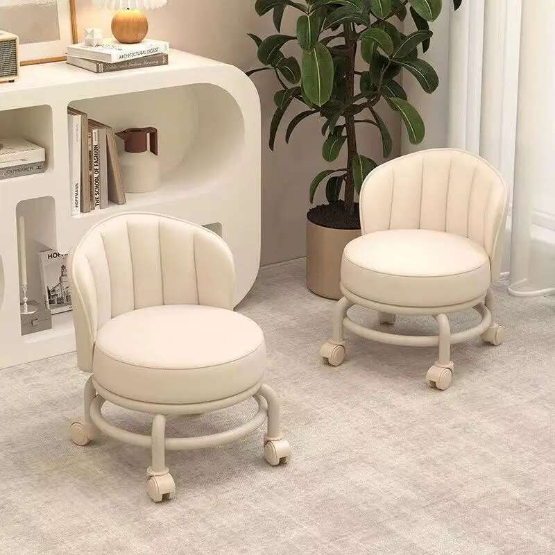 Taburete de rueda Universal, polea para el hogar, taburete bajo pequeño, silla, zapatos, taburetes de cambio, silla redonda giratoria de 360 grados para niños