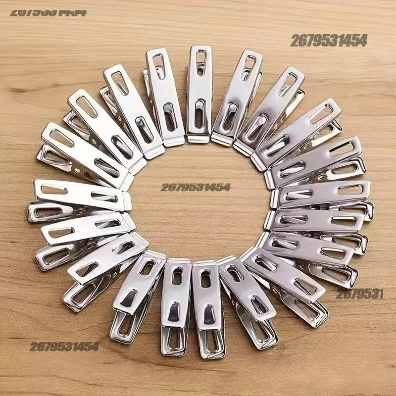 Mollette per bucato 20/40 pezzi Linea di lavaggio in acciaio inossidabile Perni per appendere Morsetti metallici antivento Clip antivento per calzino Bagno