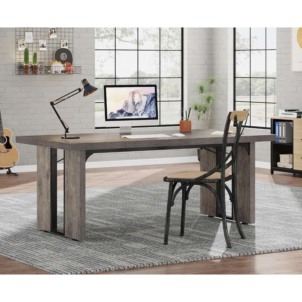 6FT Conference Table, 70.9" L x 31.5" W Meeting Table for 6, Rectangular Seminar Table Boardroom Table for Office Meeting