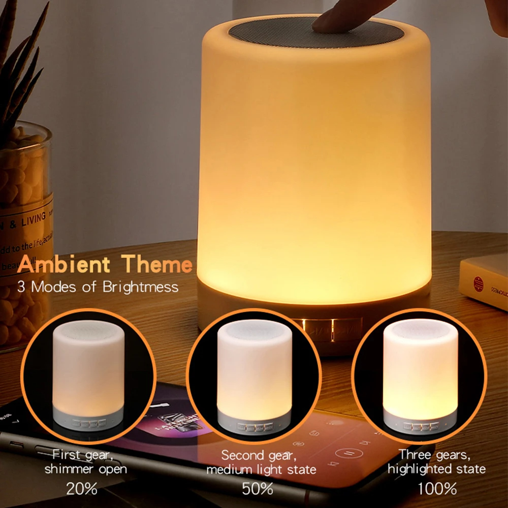 LED Touch comodino ricarica luce notturna RGB dimmerabile altoparlante ricaricabile USB colorato per la decorazione domestica illuminazione del comodino muslimah
