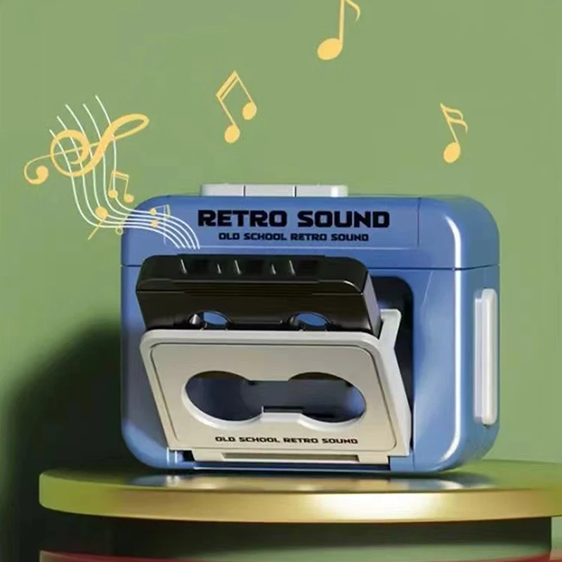 빈티지 테이프 레코더 키 체인 커플 선물 키 체인 미니 재미 뮤직 박스 펜던트 작은 장식 DIY 뮤직 박스 운동 키 체인