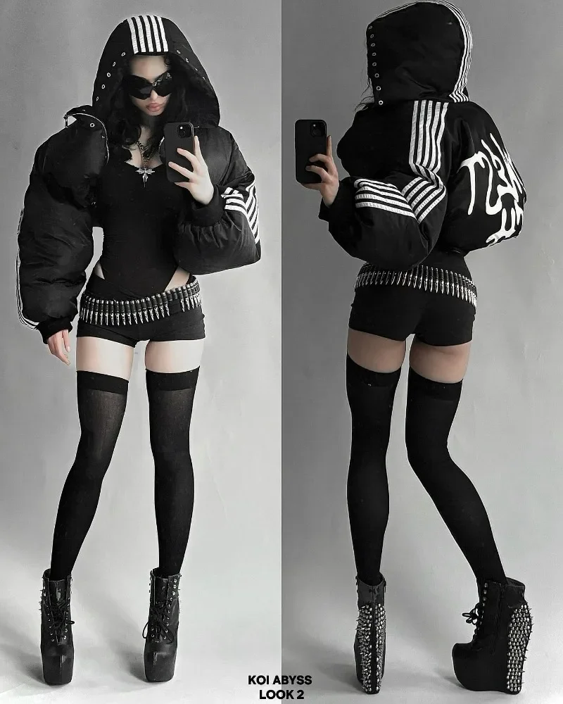Hip hop tendência harajuku listrado solto casaco com zíper quente algodão-acolchoado jaqueta nova moda rua personalidade masculina jaqueta de inverno